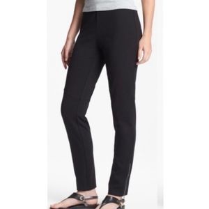 Eileen Fisher Black Ponte Knit Pull On Zip Hem Pants